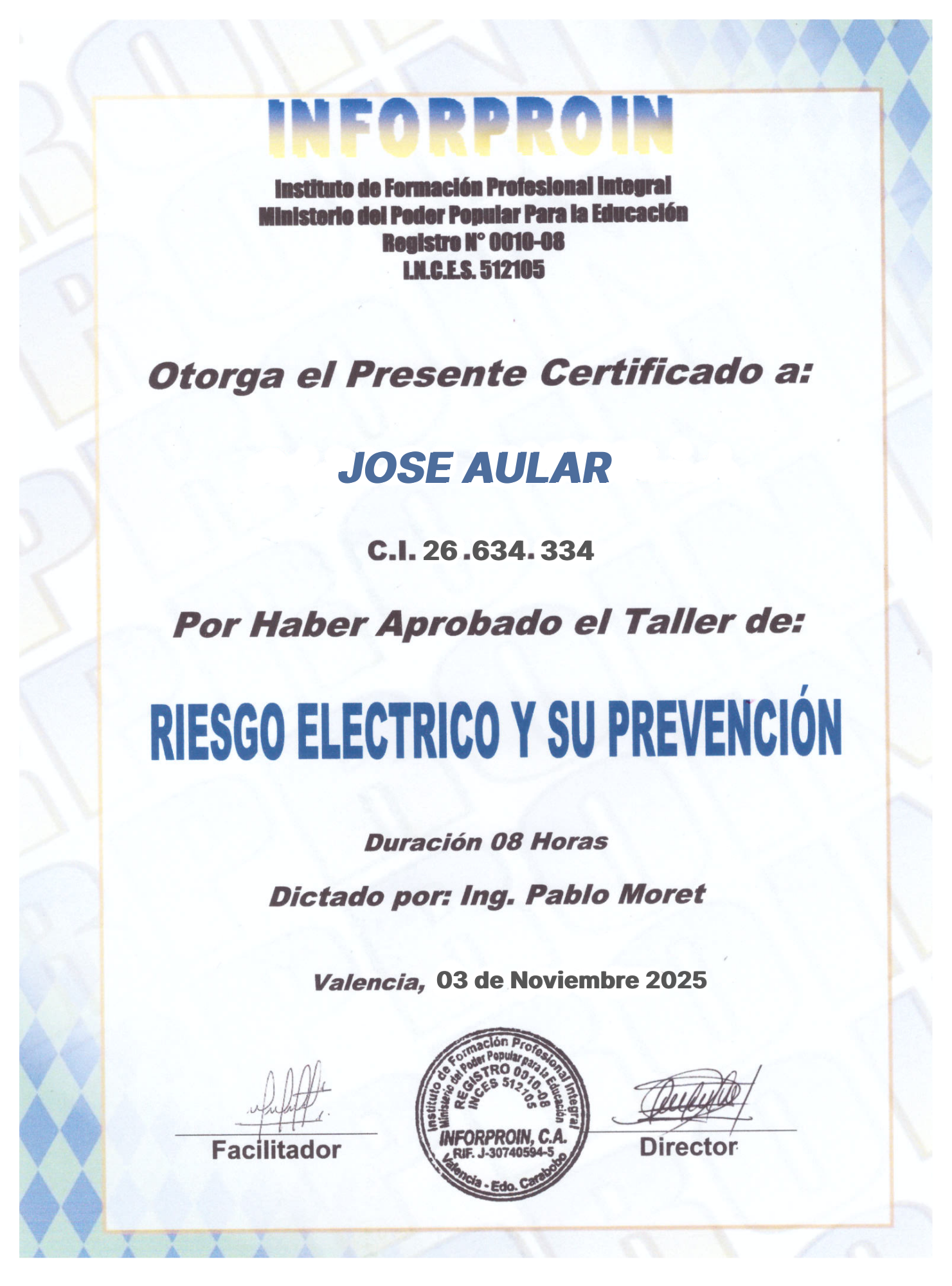 CERTIFICADO JOSE AULAR