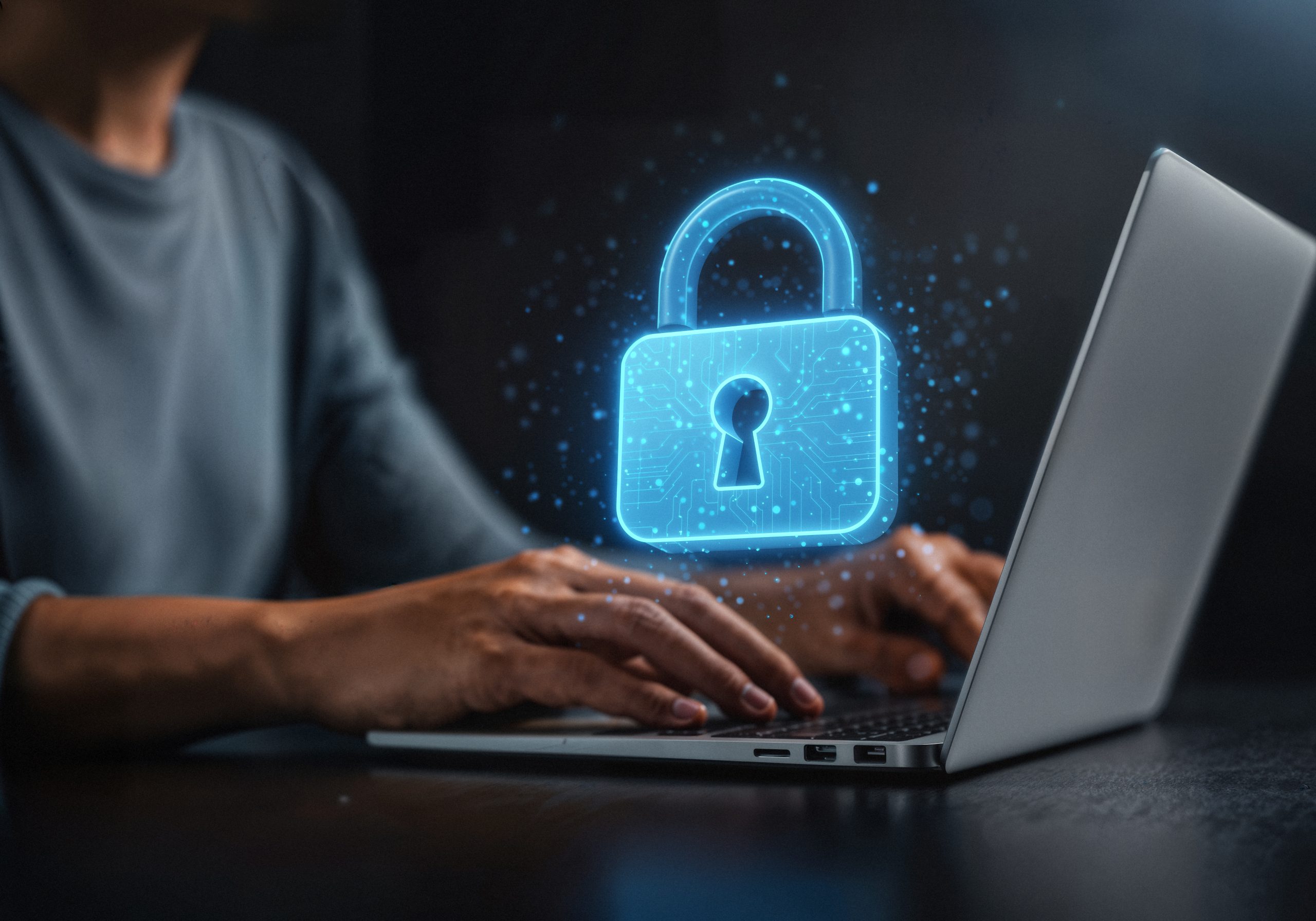 securing-digital-data-laptop-cyber-security-padlock