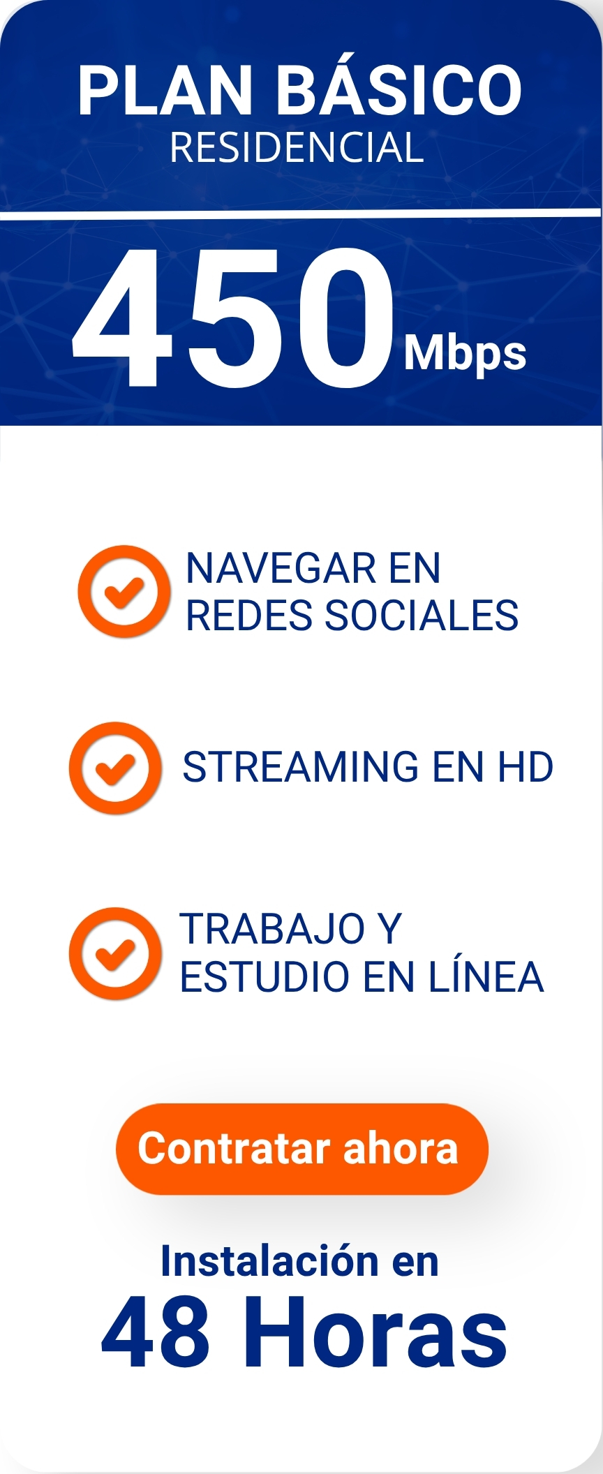 Plan Básico Residencial Teranet: Internet de fibra óptica de 450 Mbps con instalación en 48 horas en Venezuela.