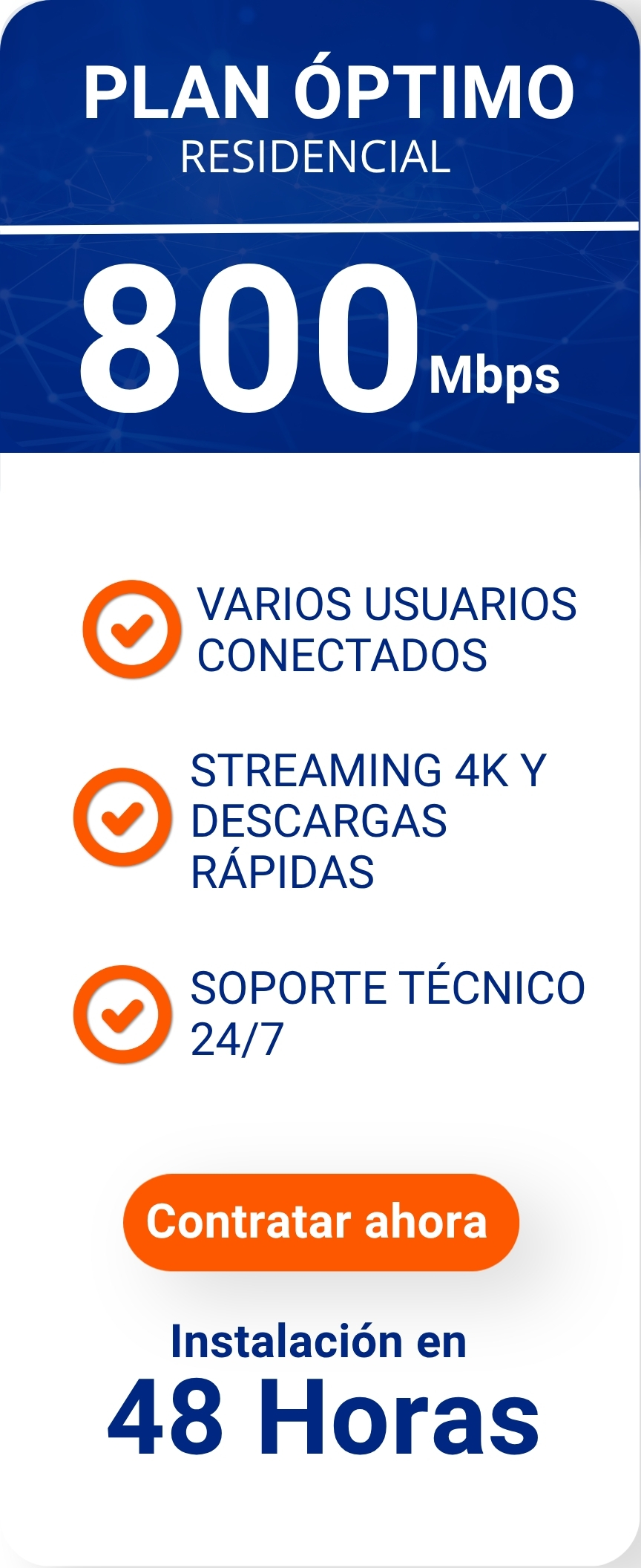 Plan Óptimo Residencial Teranet: Internet de fibra óptica de 800 Mbps con instalación en 48 horas en Venezuela.